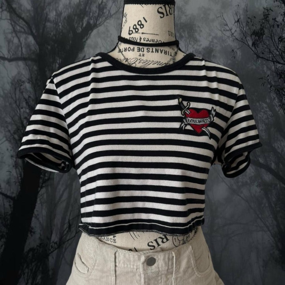 soft striped pirate crop top